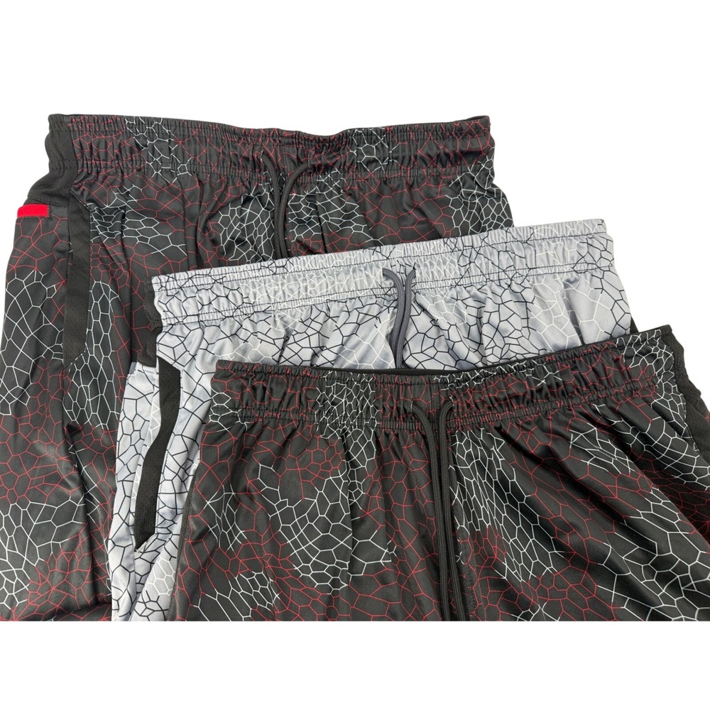 AND1 Mens Basketball Shorts Lot 3 Pack Geometric Hex Camo Athletic Gym Size L